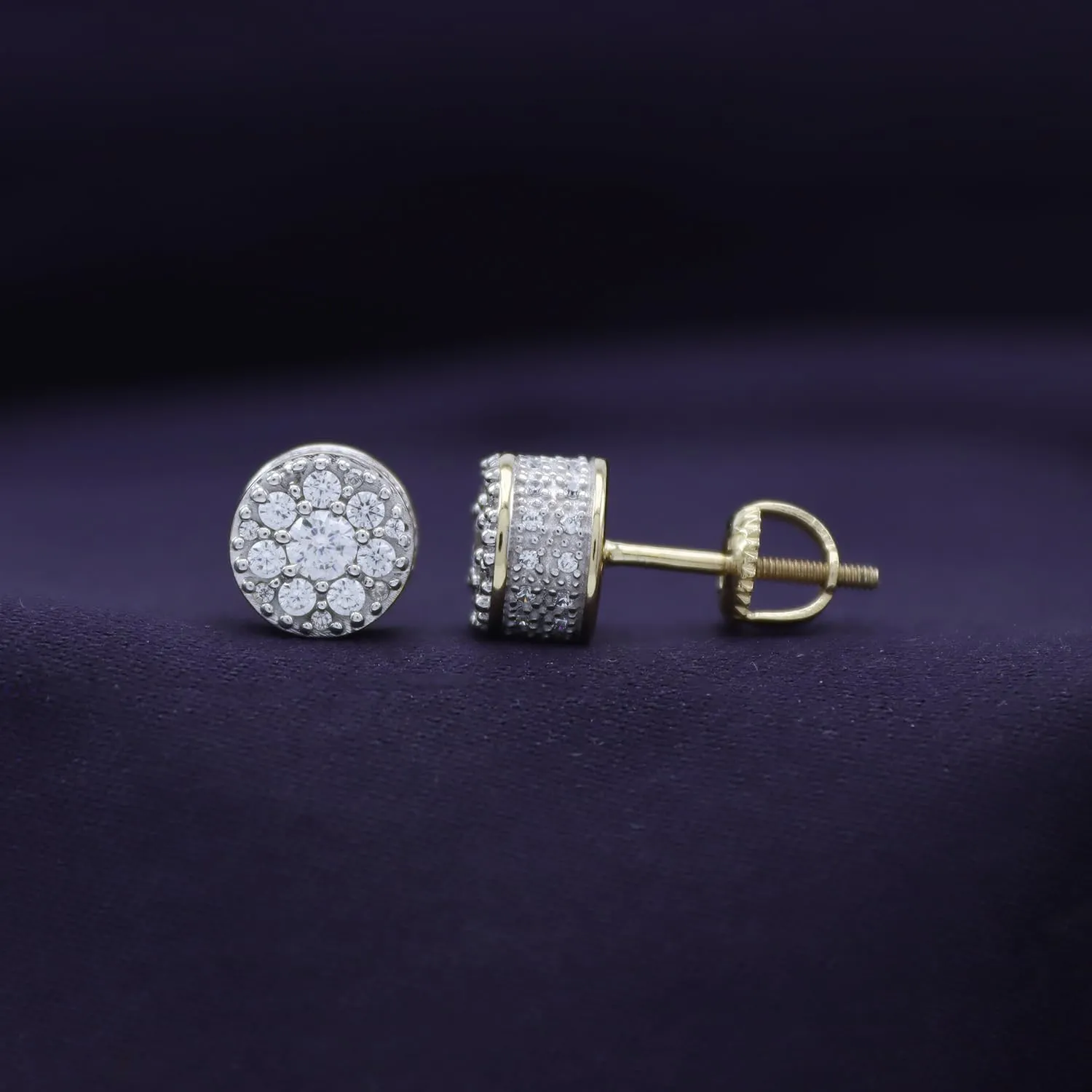 Flower Cluster Stud Earrings for Men 1/2 Cttw Round Natural or Lab Grown Diamond Ear Studs with Screw Backs in 10K or 14K Solid Gold and 925 Sterling Silver Jewelry Gift for Him