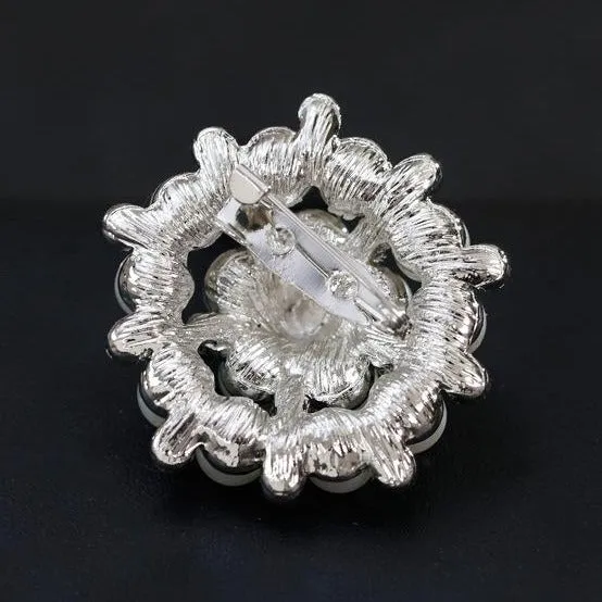 Flower Pearls & Rhinestone Brooch BR-203