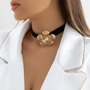 Flytonn-Vanessa Velvet Rose Flower Choker Necklace