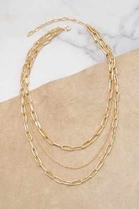 Layered gold tone chain short necklace Multicultural Piece