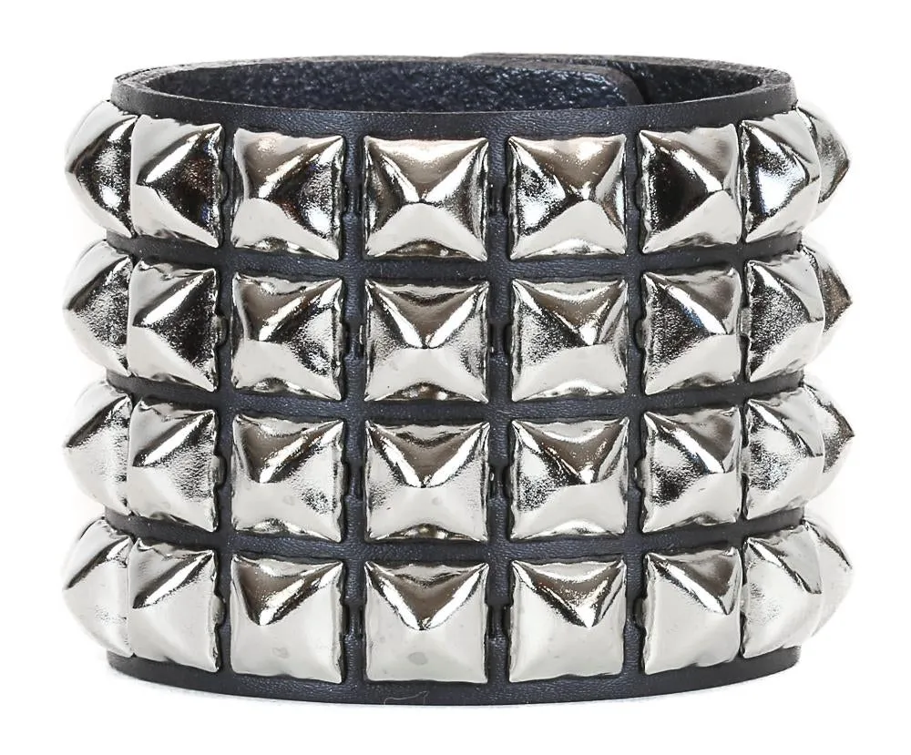 Four Row Studded Bracelet White