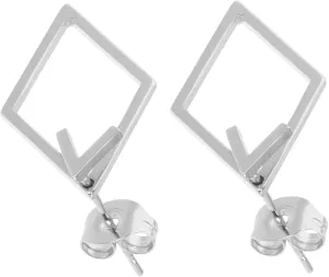 FRCOLOR Chic Minimalist Rhombus Stud Earrings Women's Dangle Earrings Alloy for Women Comfortable Ear Jacket Fashion Occasion Accessory
