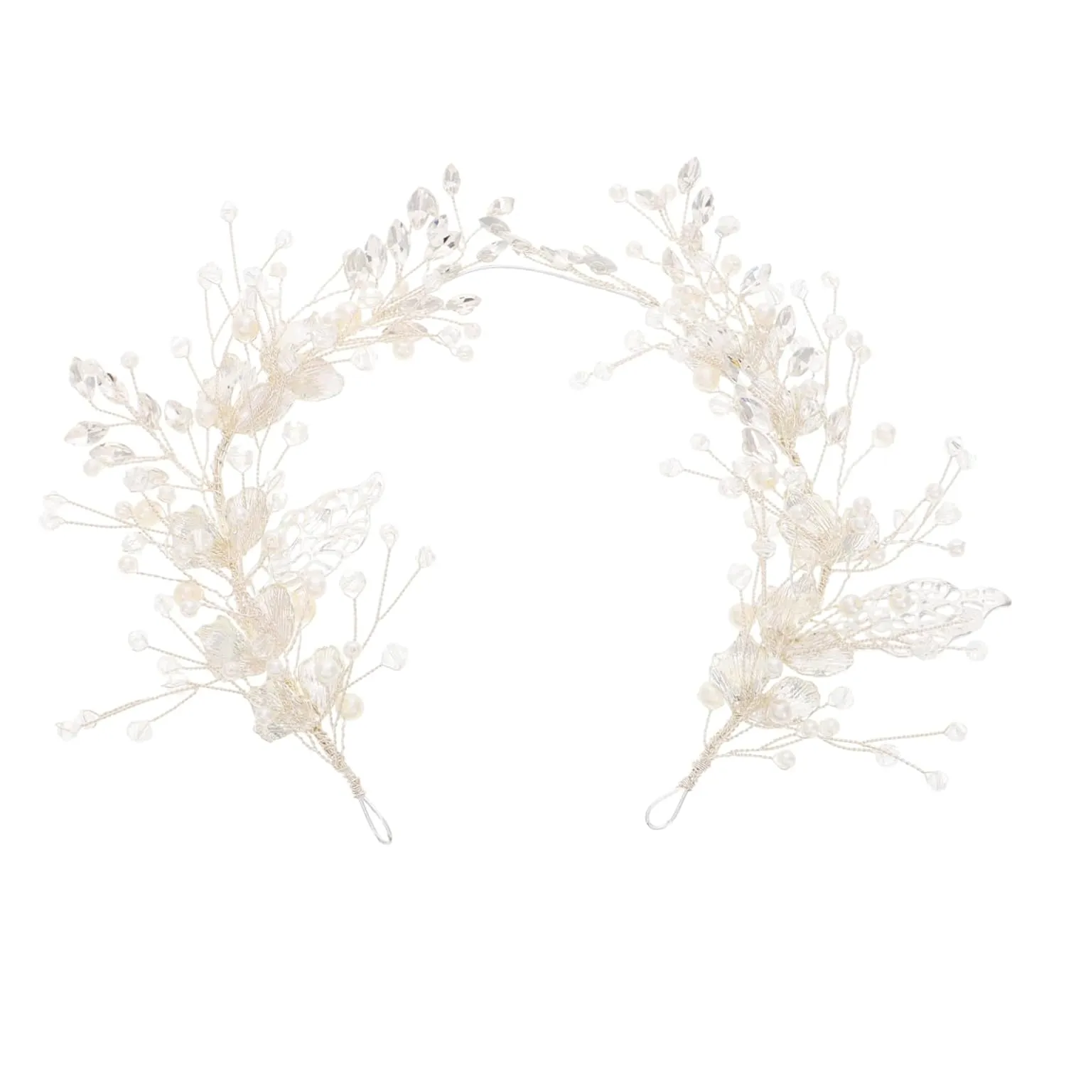 FRCOLOR Pearl Hairpin Bridal Headpiece Leaf Design Zinc Alloy Wedding Hair Accessories