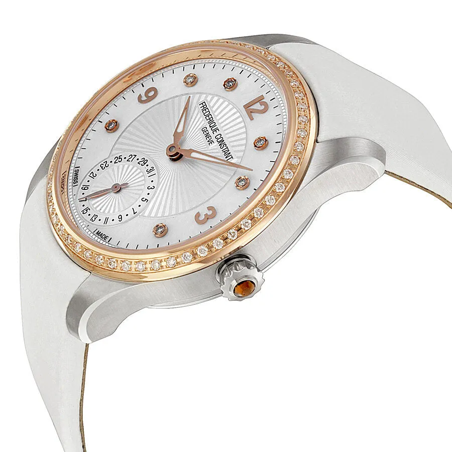 Frederique Constant Maxime White Dial White Textile Strap Ladies Watch 700MPWD3MDZ9