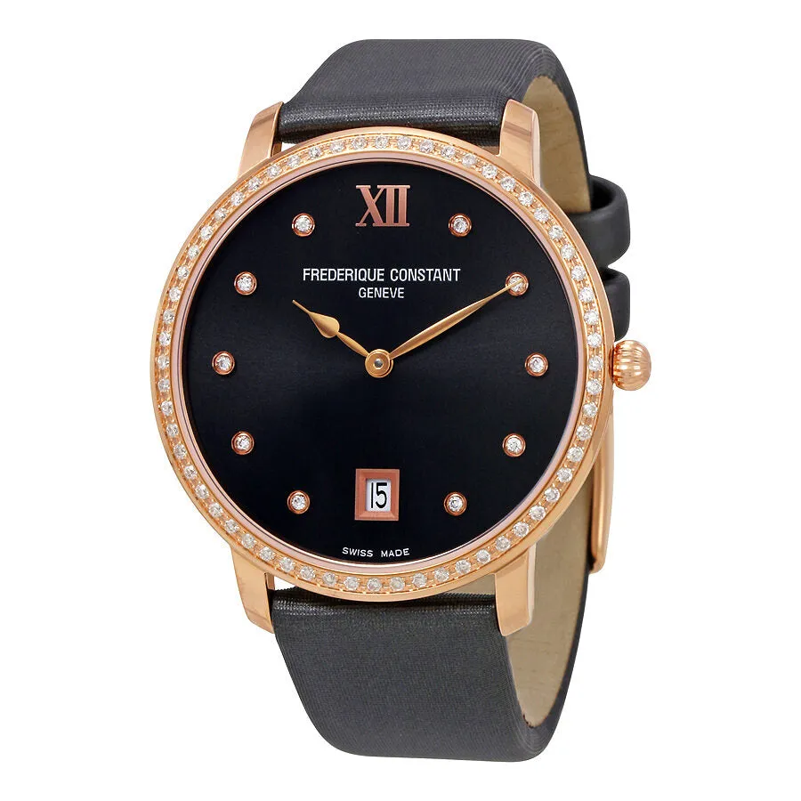 Frederique Constant Slim Line Joaillerie Dark Grey Dial Ladies Watch FC-220G4SD34