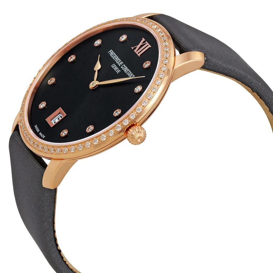 Frederique Constant Slim Line Joaillerie Dark Grey Dial Ladies Watch FC-220G4SD34
