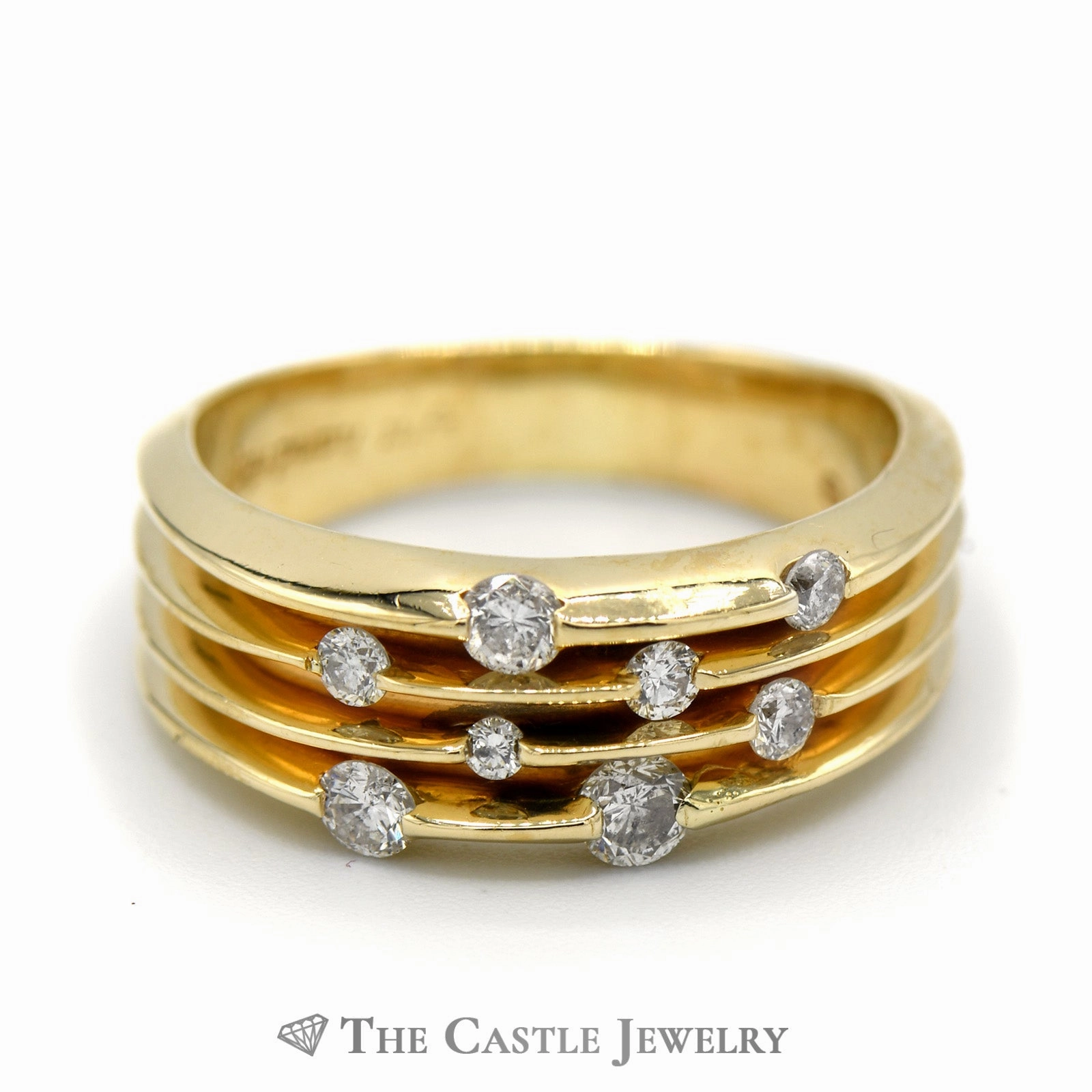 Freeform Diamond Cluster Band with Open Ridges in 14k Yellow Gold Eternal Gift