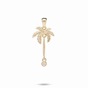 Lifestyle Fit Distinctive Detailing Paradise Palms - Palm Tree Pendant in Gold with Diamonds - 24mm