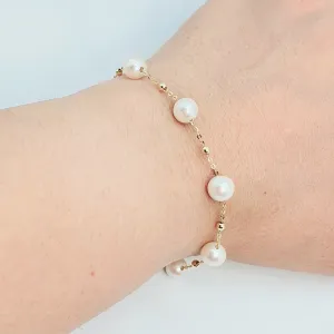 Freshwater Cultured Pearl Bracelet, 18K Yellow Gold