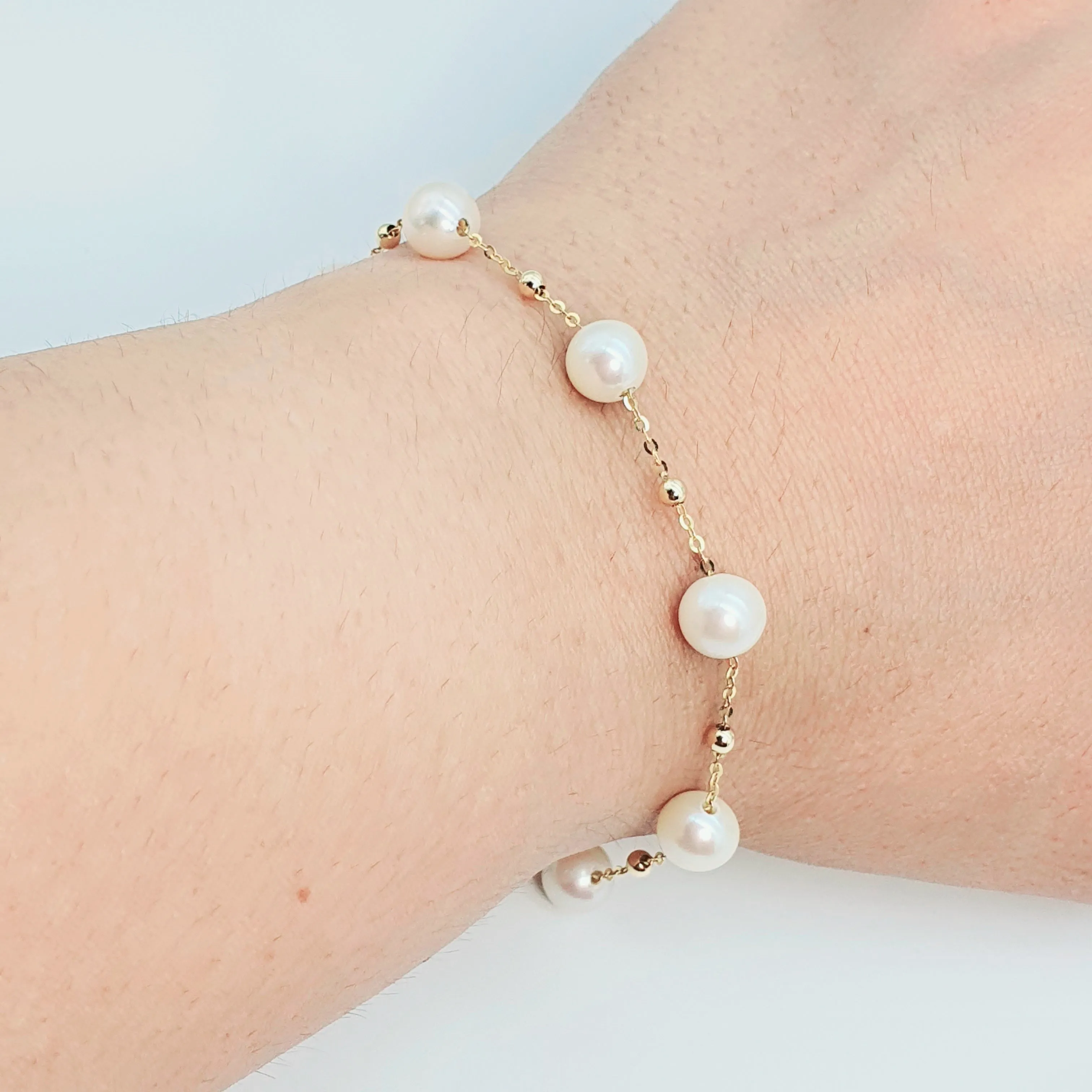 Freshwater Cultured Pearl Bracelet, 18K Yellow Gold