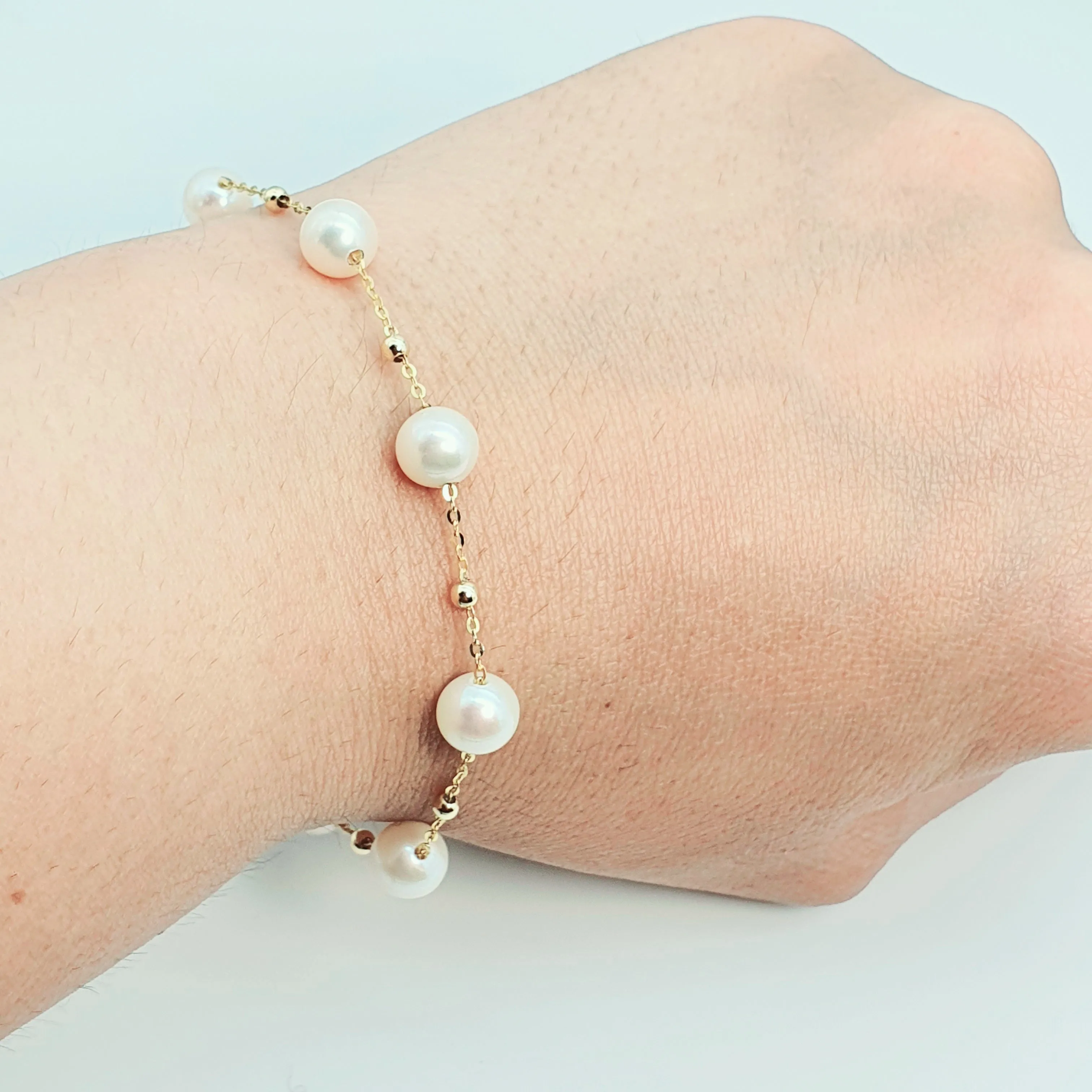 Freshwater Cultured Pearl Bracelet, 18K Yellow Gold