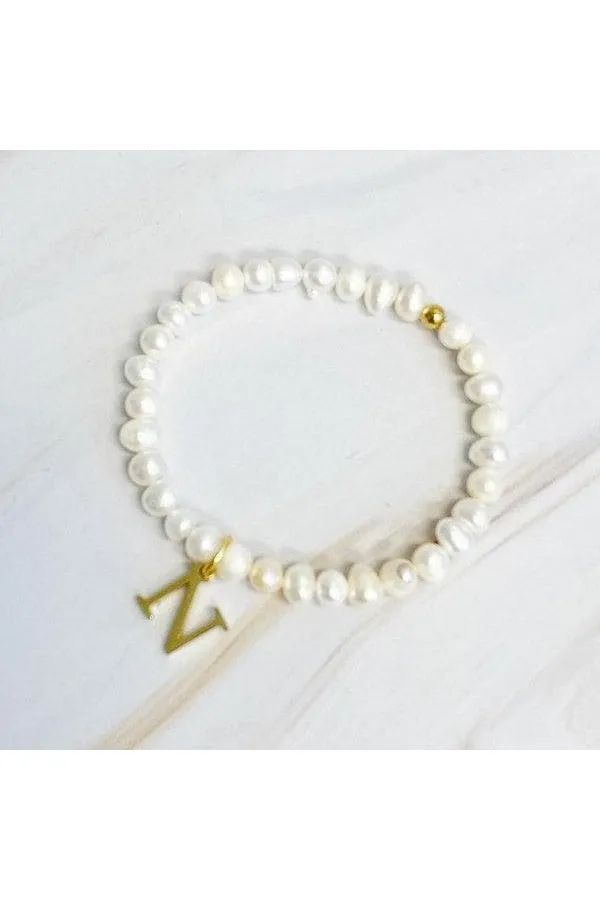 Freshwater Pearl Initial Charm Bracelet