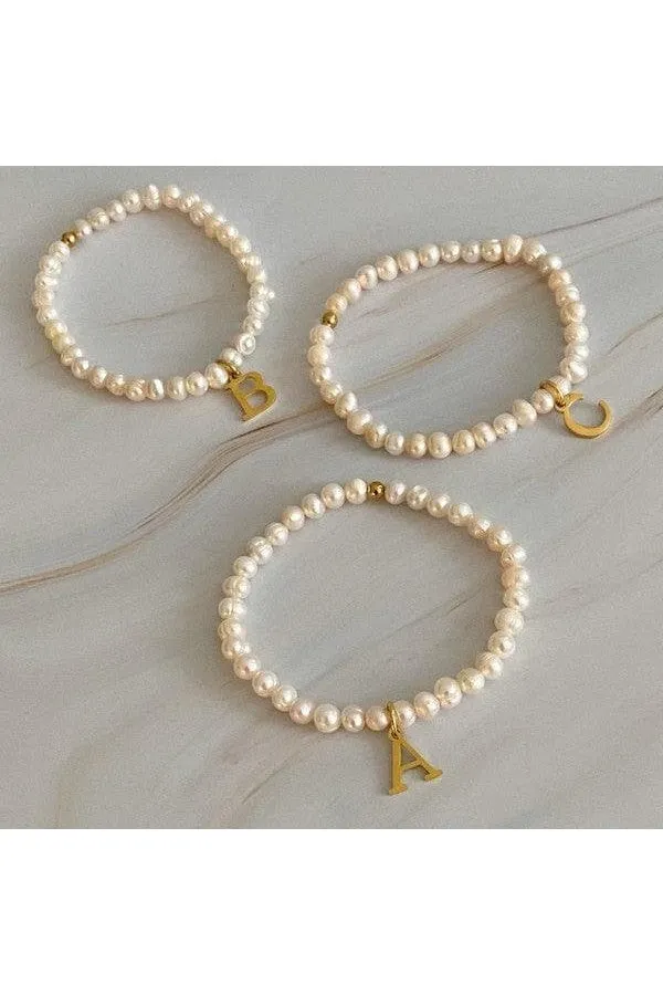 Freshwater Pearl Initial Charm Bracelet