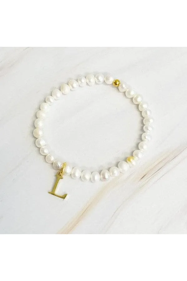 Freshwater Pearl Initial Charm Bracelet