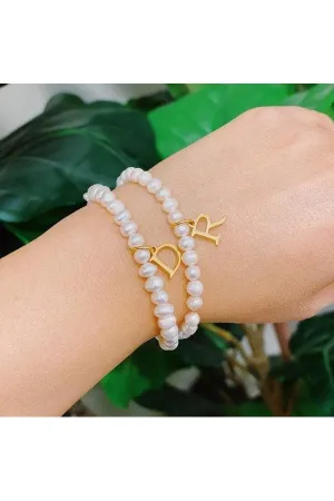 Freshwater Pearl Initial Charm Bracelet