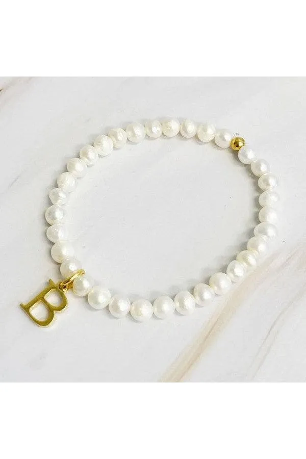 Freshwater Pearl Initial Charm Bracelet