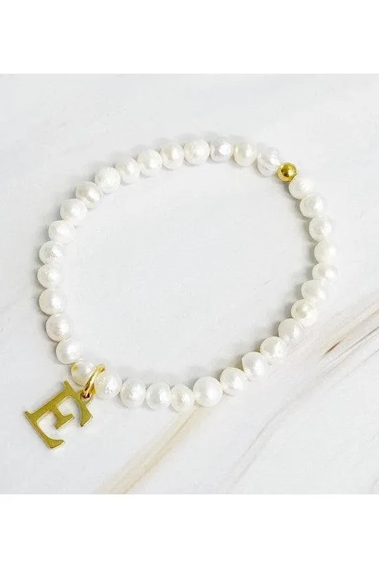 Freshwater Pearl Initial Charm Bracelet