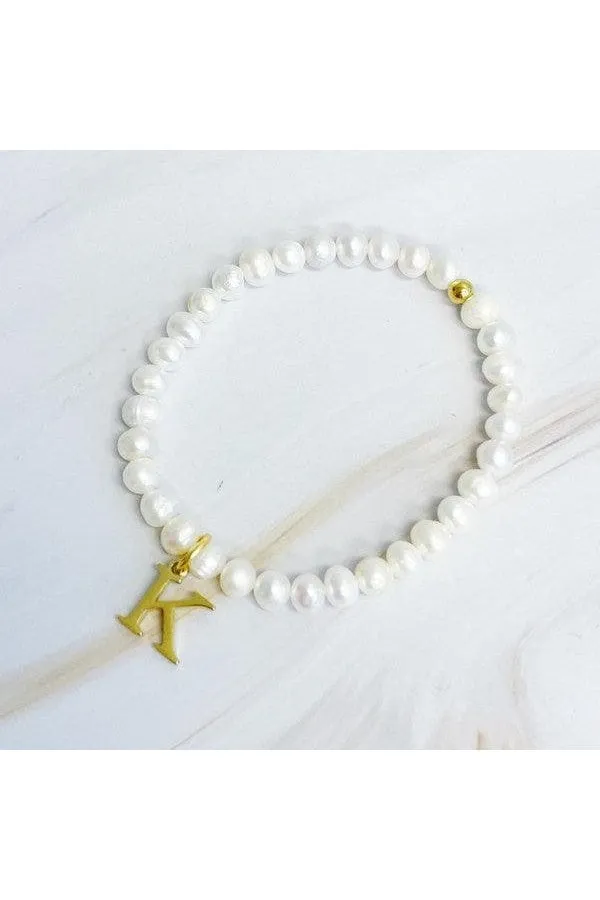 Freshwater Pearl Initial Charm Bracelet