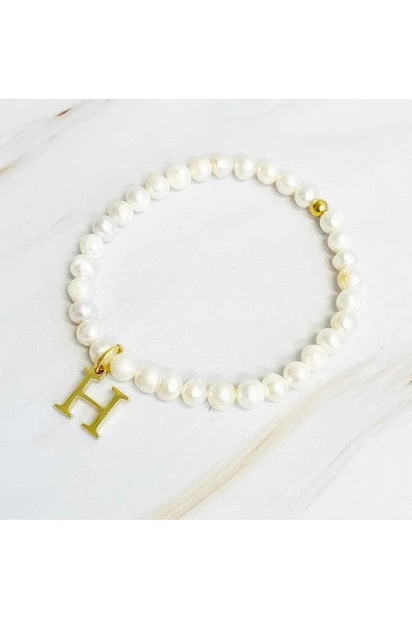 Freshwater Pearl Initial Charm Bracelet