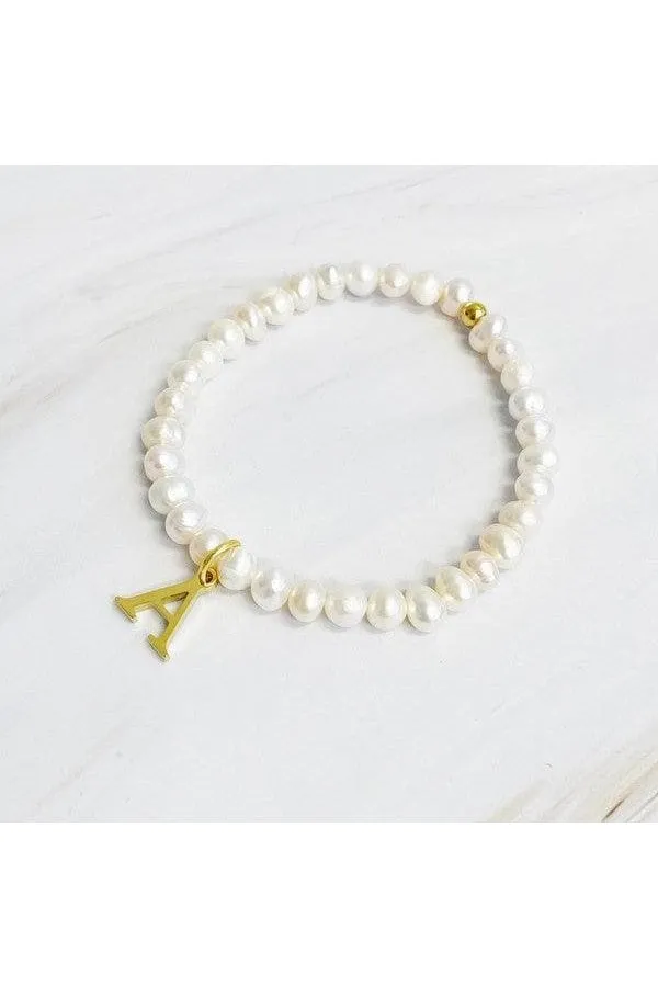 Freshwater Pearl Initial Charm Bracelet