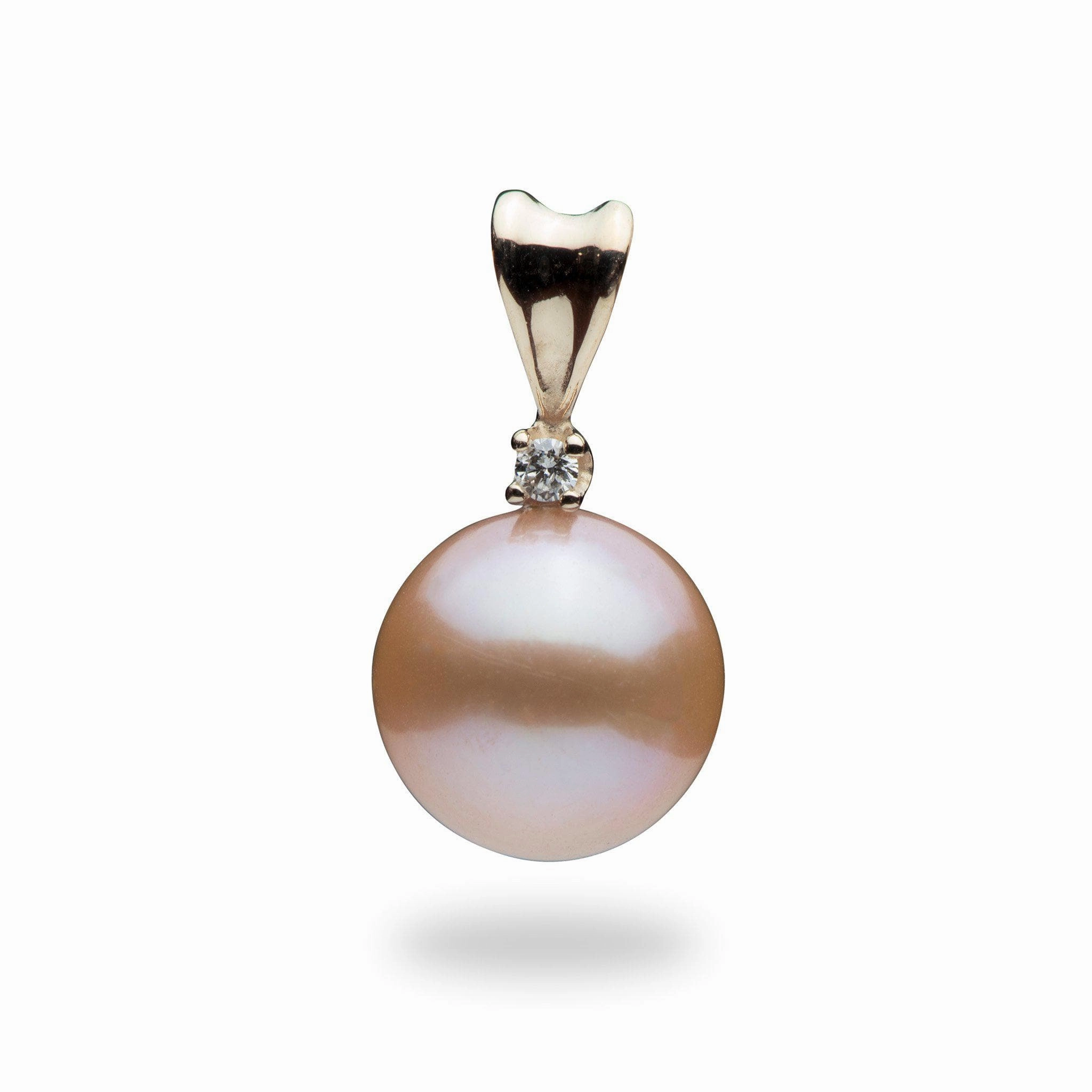 Modern Fit Everyday Style Freshwater Pearl Pendant in Gold with Diamond - 9-10mm