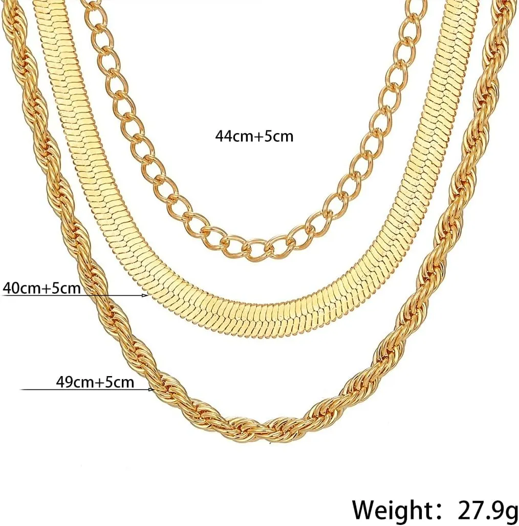 FUTIMELY Gold Layered Choker Necklaces Set for Women Dainty Stackable Silver Herringbone Chain Necklaces Adjustable Simple Twist Link Necklaces Jewelry Gifts
