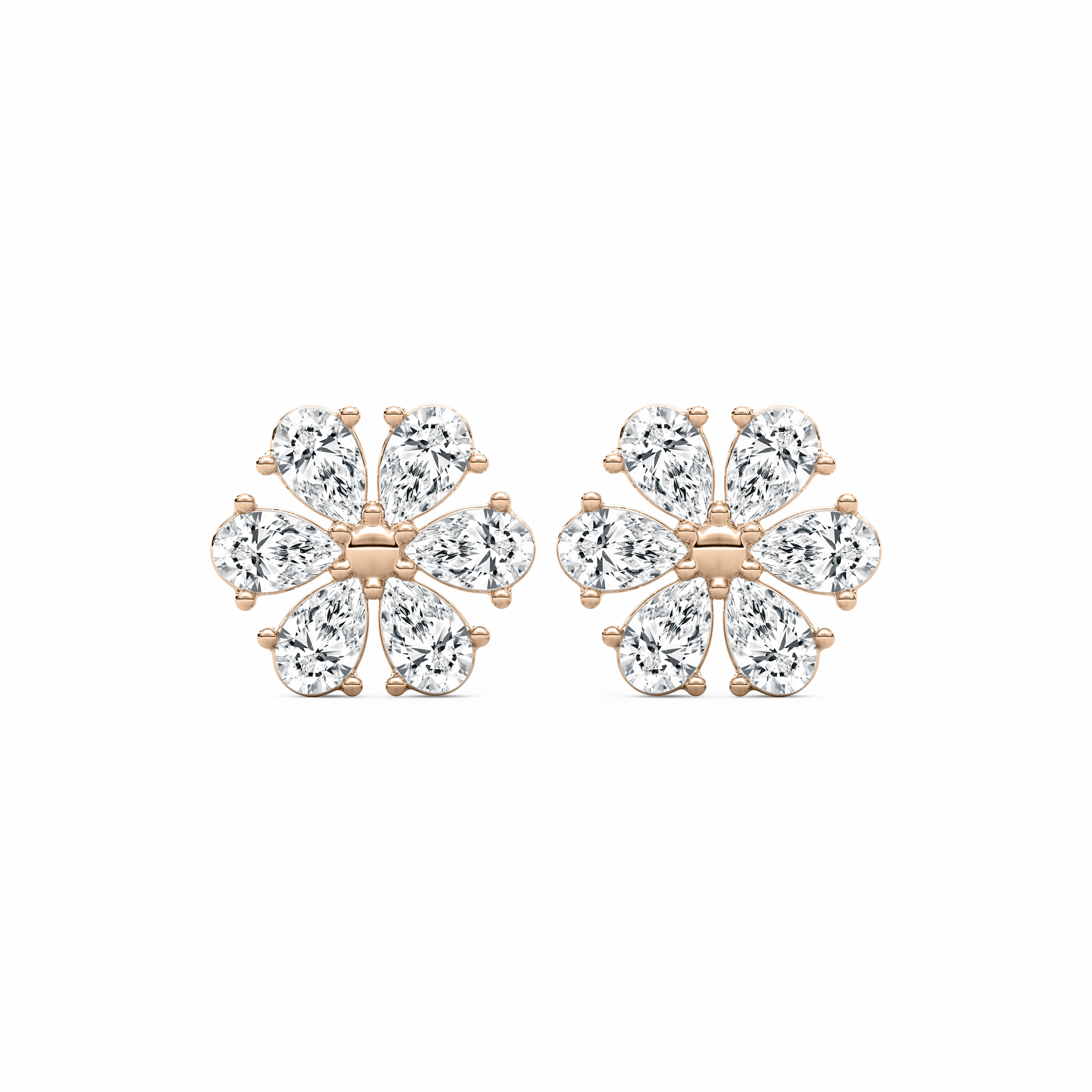Elegant Element Wedding Adornment 1/8 ctw Pear Lab Grown Diamond Daisy Stud Earrings