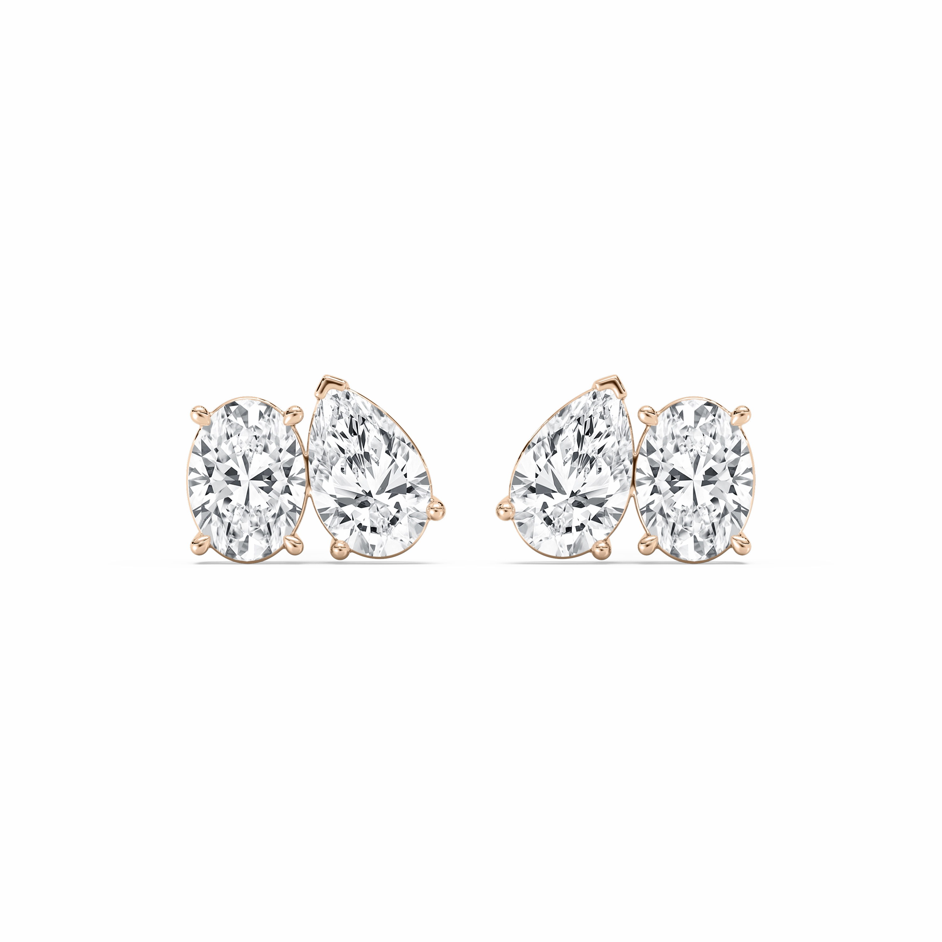 2 ctw Toi et Moi Oval and Pear Lab Grown Diamond Stud Earrings Elegant Essential Matte Accent