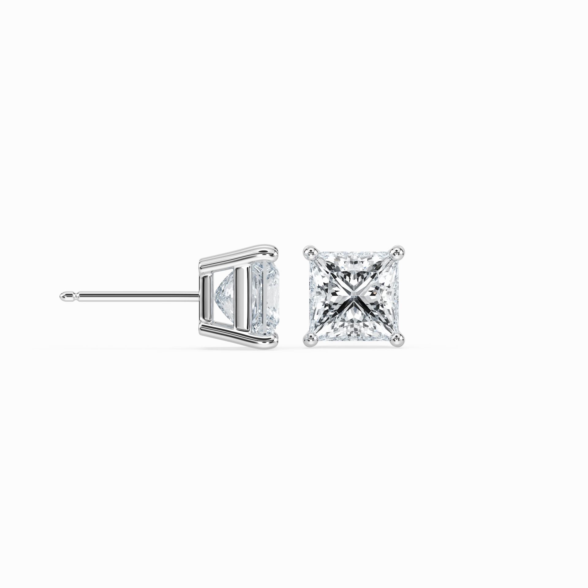 Princess Lab Grown Diamond Four Prong Stud Earrings Classic Vibe