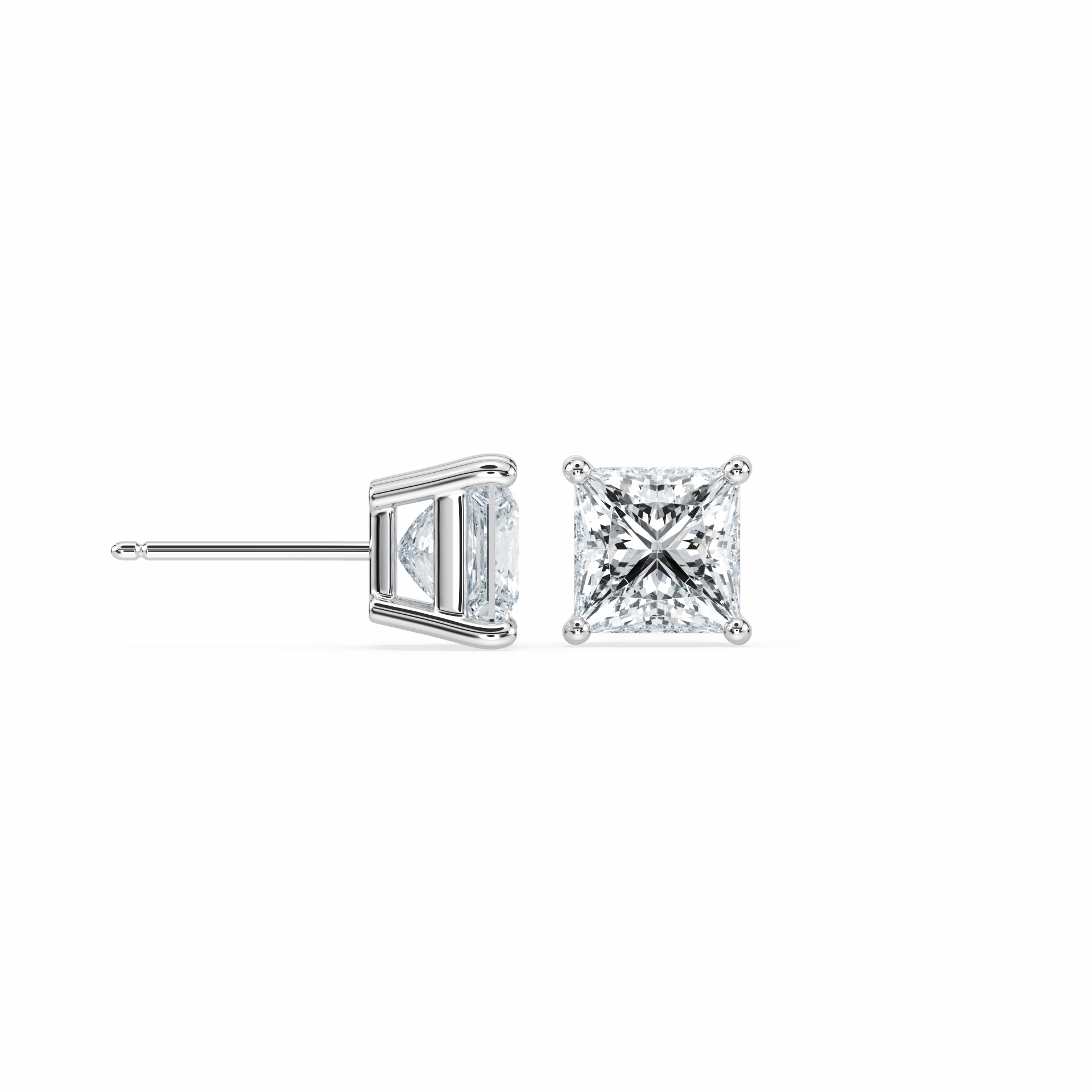 Linear Item Princess Lab Grown Diamond Four Prong Stud Earrings