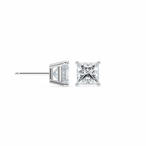 Princess Lab Grown Diamond Four Prong Stud Earrings Winter Ornament Polished Feature