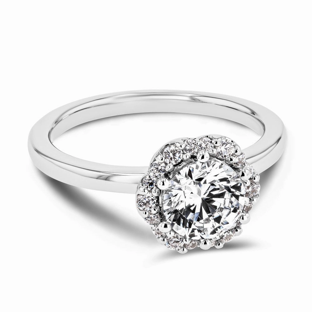 Gabriella Round Lab Grown Diamond Blooming Halo Engagement Ring Classic Vibe