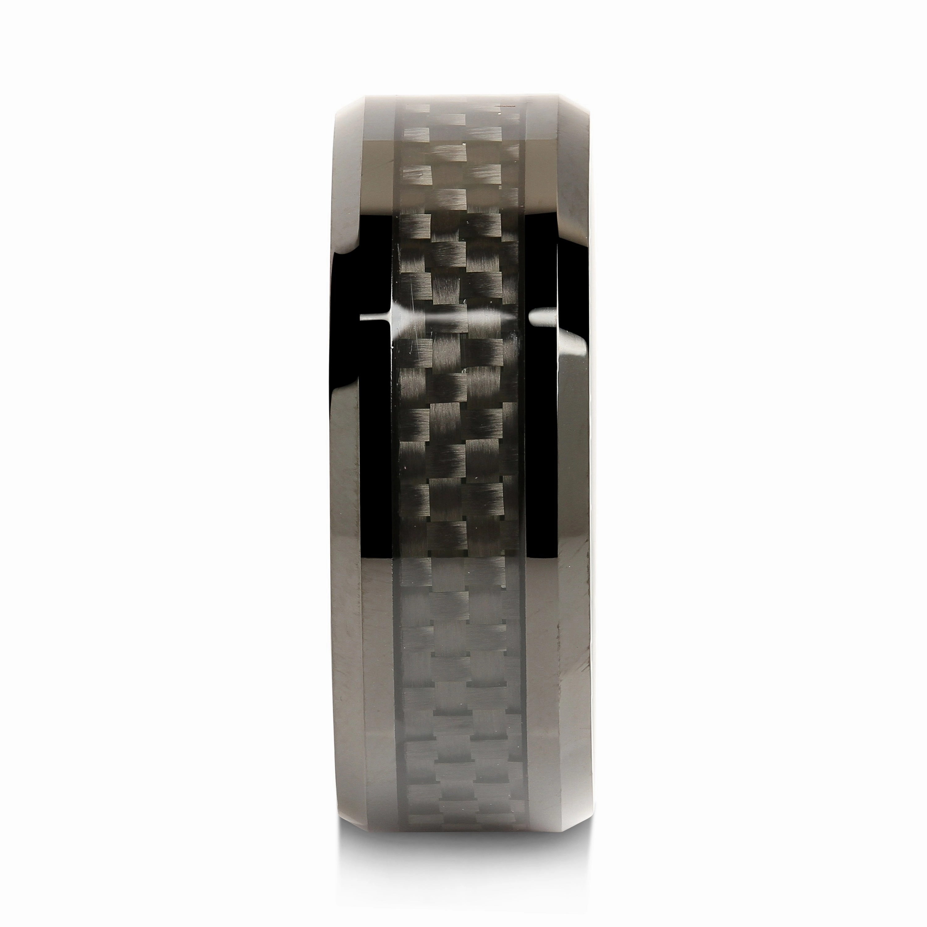 Artisan Vibe 100S JEWELRY 8mm Tungsten Carbide Ring Carbon Fiber Inlay Black Plated Wedding Band Size 6-16