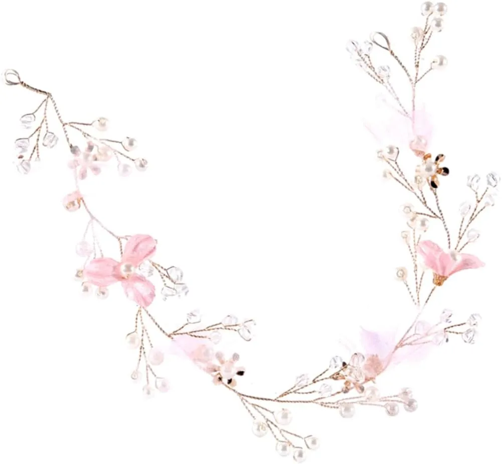 GaRcan Pearl Wedding Veil Pearl Hair Ties Bridesmaid Hair tie Pearl Flower Headband Bridal Hair Vine Hair Clips for Wedding Hair Accessories Bridal Headdress Simple Headgear Bead Photo