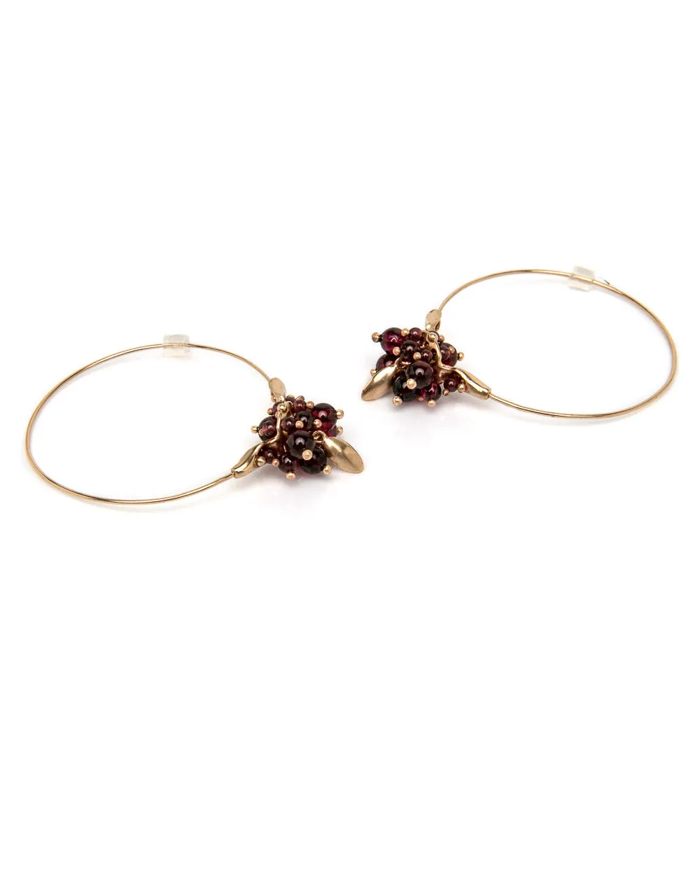 Garnet Hoop Cluster Earrings