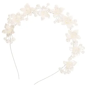 Gatuida Stylish Pearl Flower Headband Wedding Hair Accessory Pearl Crown Headband Bridal Headpiece for Women