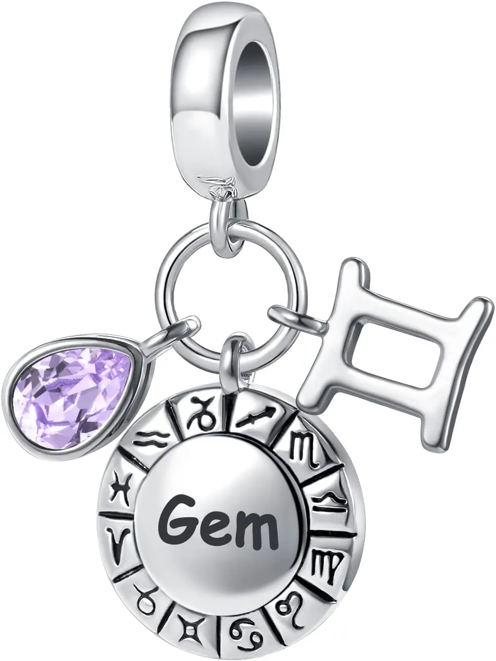 Gemini Zodiac Sign Teardrop Birthstone Birthday Charm Constellation Bead for Pandora Bracelet (Aut-167_Gem)