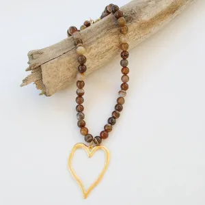 Gemstone Beaded Heart Necklace by Virtue Jewelry Design