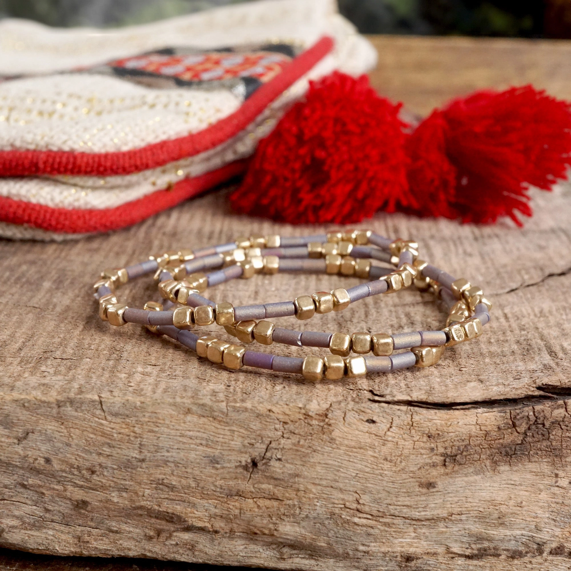 Layered Colorful and Gold Beaded Bracelets Sets International Trend