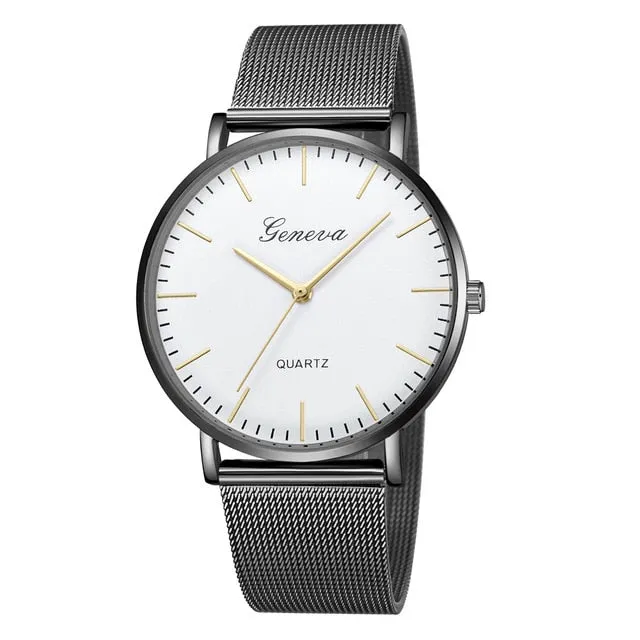 GENEVA Watches Womens 2018 New Brand Classic Quartz Stainless Steel Wrist Watch Bracelet Female Lady Watch relogio feminino A2