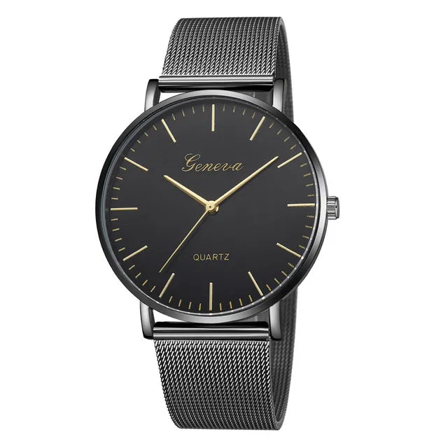 GENEVA Watches Womens 2018 New Brand Classic Quartz Stainless Steel Wrist Watch Bracelet Female Lady Watch relogio feminino A2