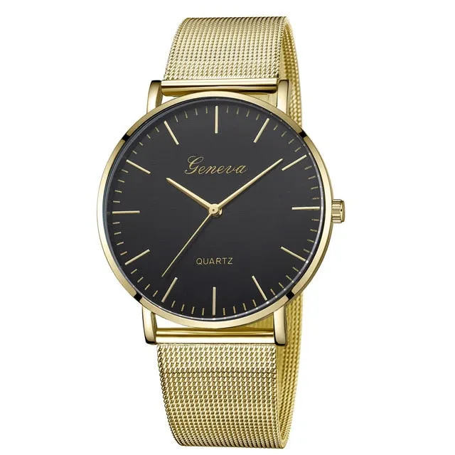 GENEVA Watches Womens 2018 New Brand Classic Quartz Stainless Steel Wrist Watch Bracelet Female Lady Watch relogio feminino A2