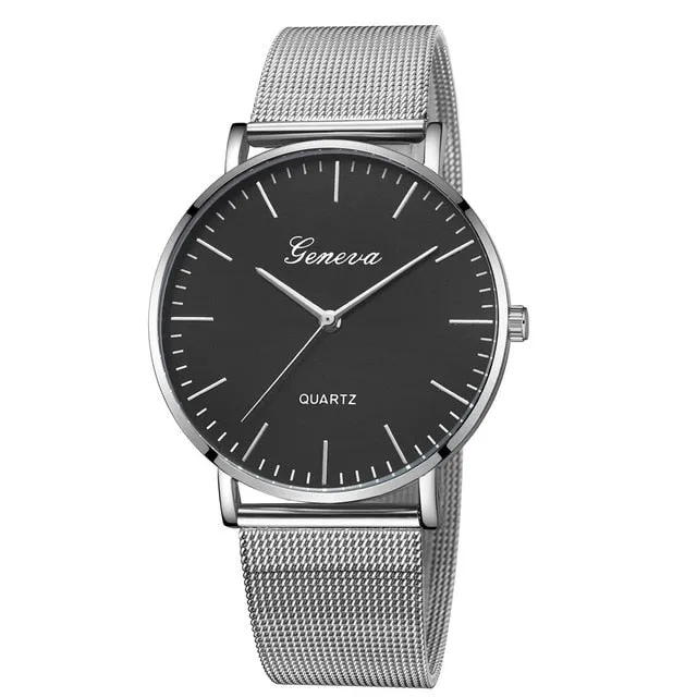 GENEVA Watches Womens 2018 New Brand Classic Quartz Stainless Steel Wrist Watch Bracelet Female Lady Watch relogio feminino A2