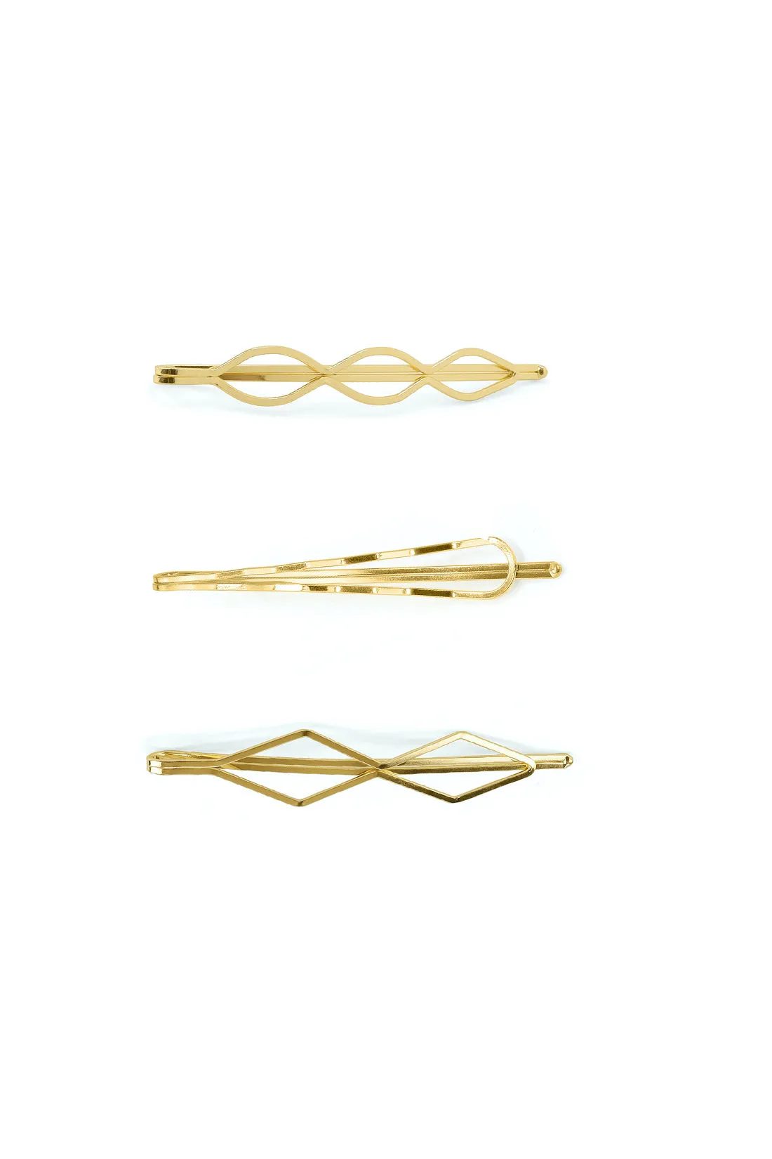 Geometric Bobby Pin Set - Gold