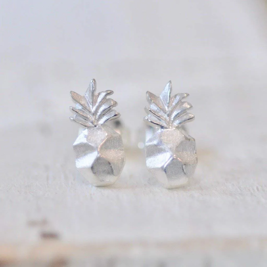 Geometric Pineapple Stud Earrings in Sterling Silver - Jamber Jewels