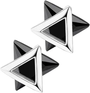 Geometric Triangle Earring Set 2pcs Women's Minimalist Stud Earrings Antique Style Black Crystal for Parties and Everyday Look