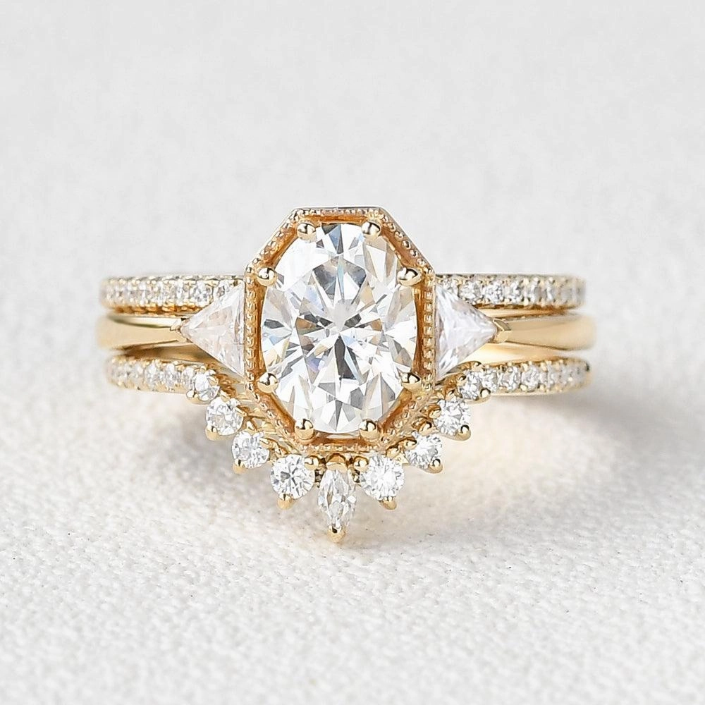 Geometric Moissanite Retro Style Ring Set 3pcs Fashion Must Fashionable Sparkle