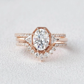 Geometric Moissanite Retro Style Ring Set 3pcs Fashionable Look