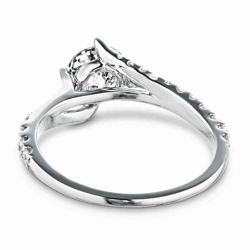 Traditional Token Shimmer Detail Gianna Round Lab Grown Diamond Split Shank Flame Side Stone Engagement Ring