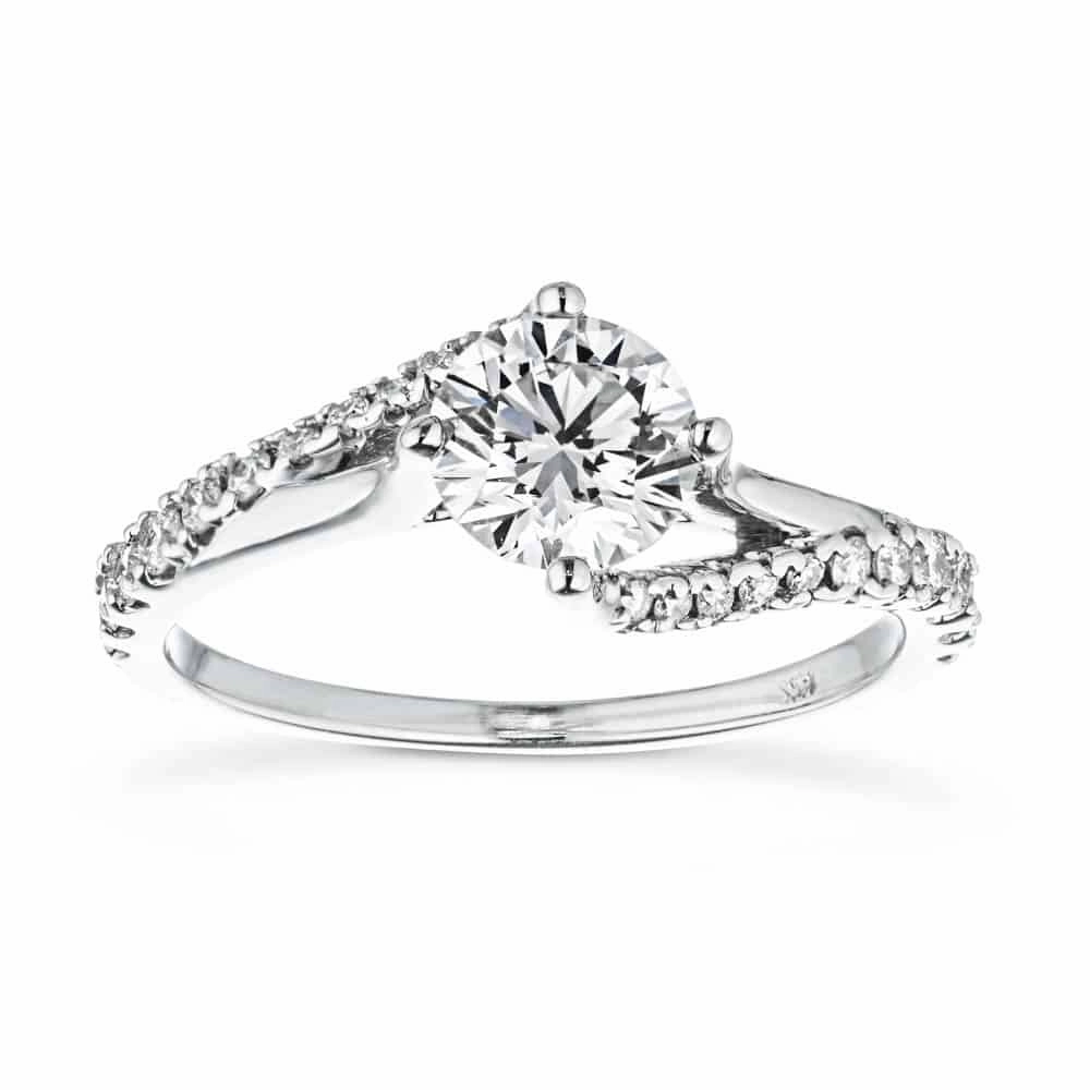 Gianna Round Lab Grown Diamond Split Shank Flame Side Stone Engagement Ring Hypoallergenic Piece Creative Memento